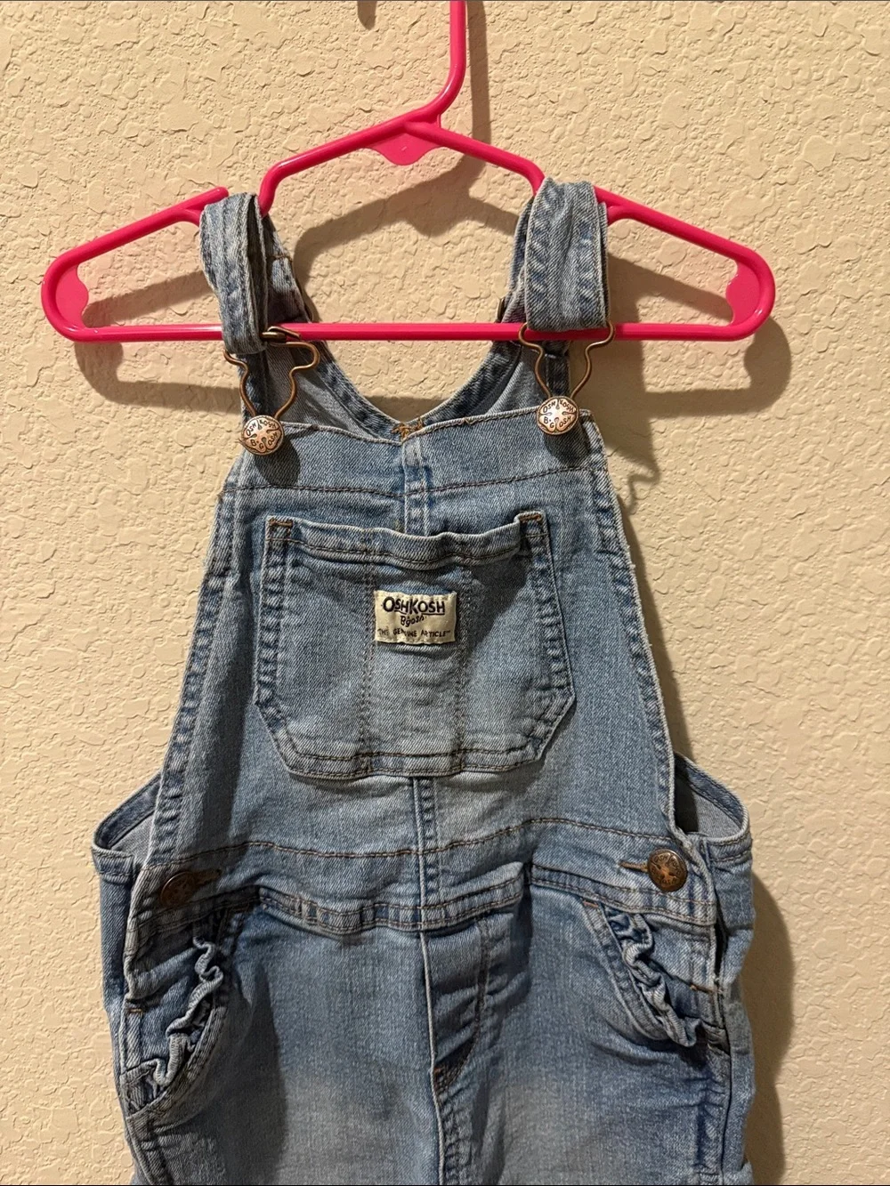 OshKosh Light Wash Denim Overalls 5T- Blue